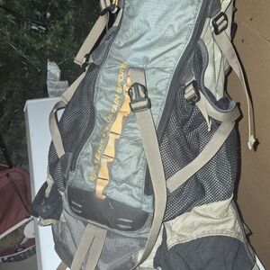X2 Eastern Mountain Sports Green, Black & Tan Hiking Backpack with Gold Accent